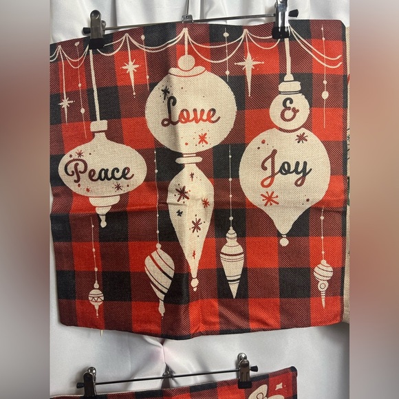 Christmas Canvas Festive Pillow Case Set Of 4 Zipper Bottom Brand New Farm House - Picture 3 of 7